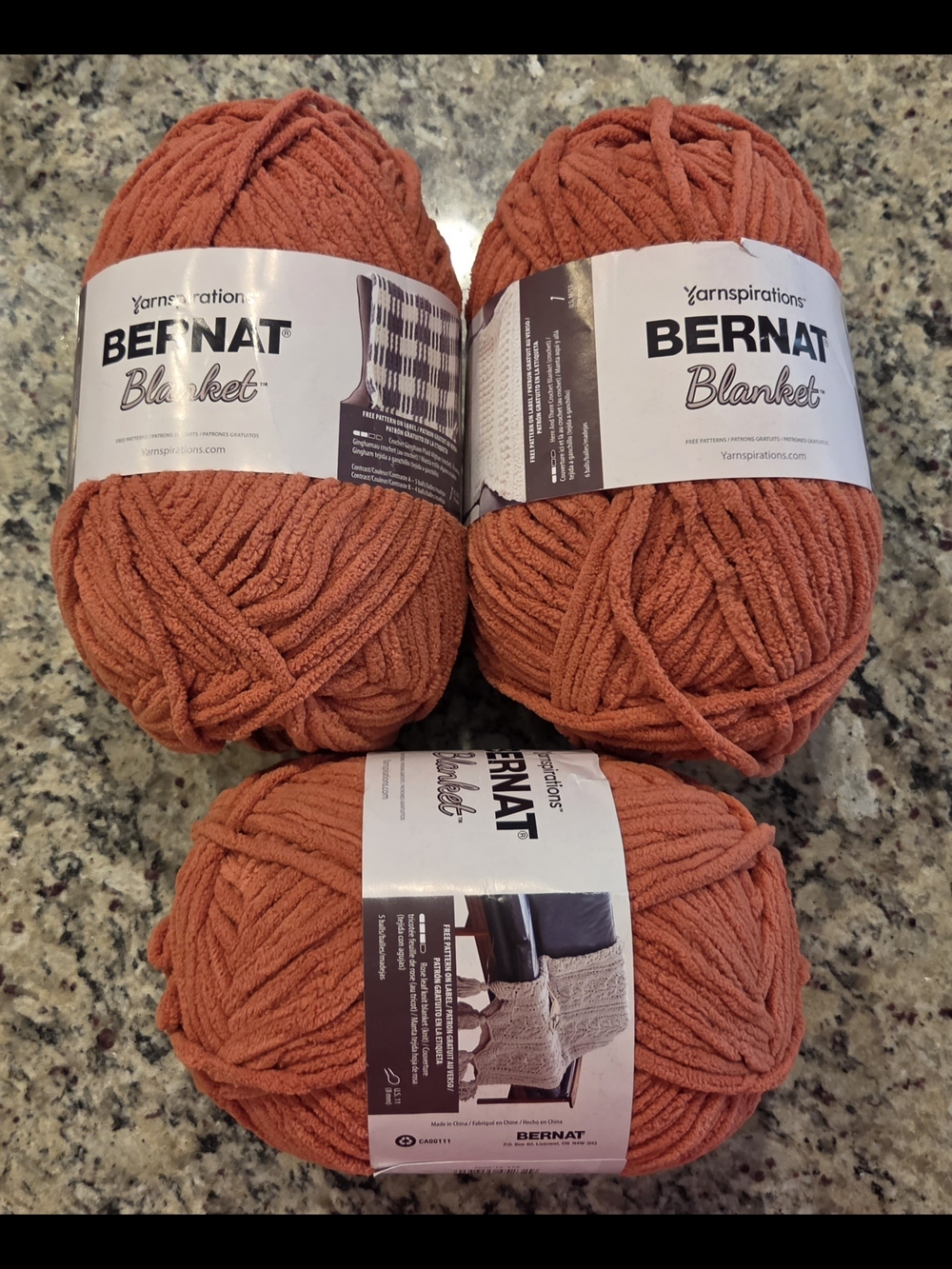 Bernat Blanket Yarn - Rustic Orange Chenille Skeins (3ct)